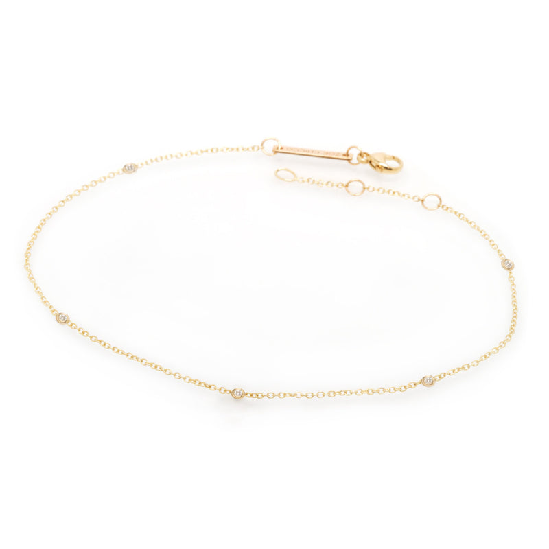 Zoë Chicco 14kt Yellow Gold Floating Diamonds Anklet