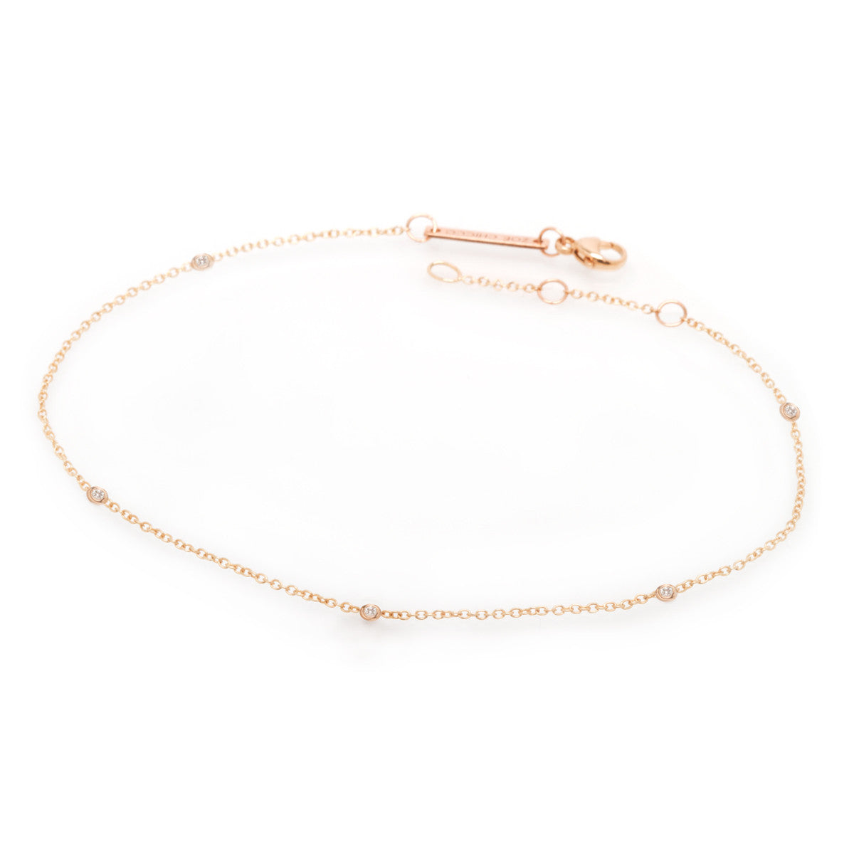 Zoë Chicco 14kt Rose Gold Floating Diamonds Anklet