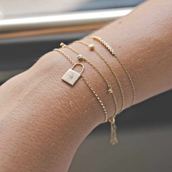 14k 13 Diamond Bar Bracelet - SALE