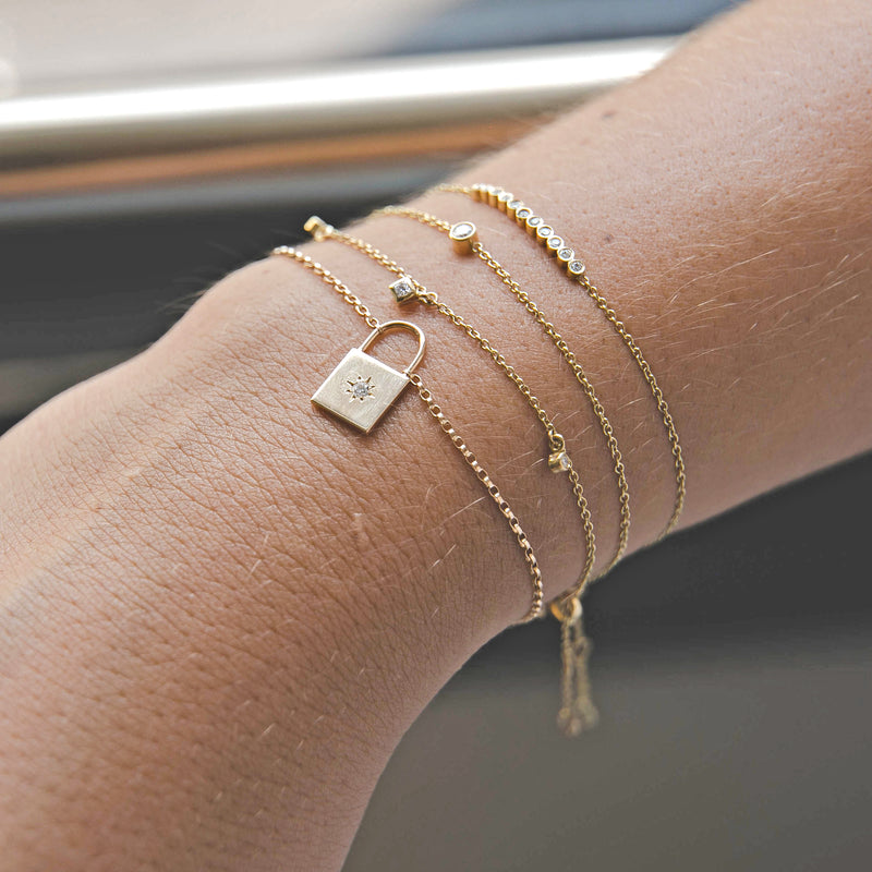 14k 13 Diamond Bar Bracelet - SALE