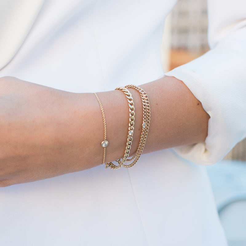 Zoë Chicco 14kt Gold Letter Bracelet with Floating Diamond – ZOË CHICCO