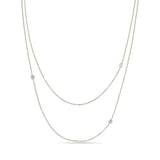 Zoë Chicco 14k White Gold 3 Floating Diamond Cable Chain Layered Necklace