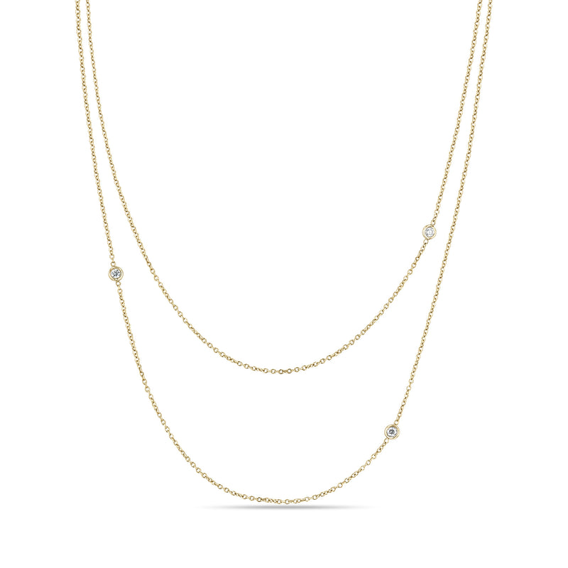 Zoë Chicco 14k Gold 3 Floating Diamond Cable Chain Layered Necklace ...