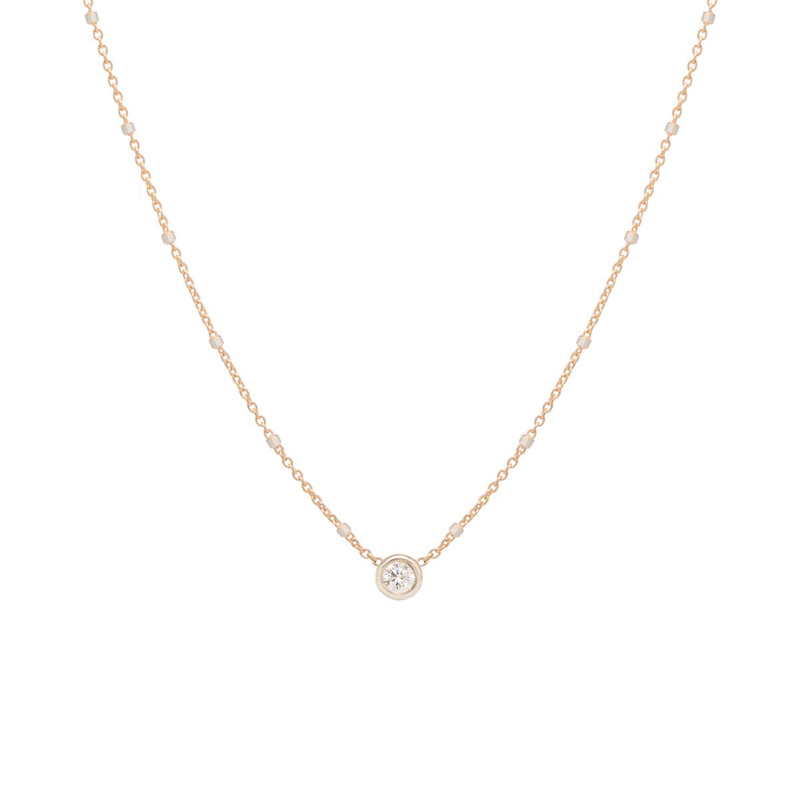 14k Floating Diamond Mixed Gold Satellite Chain Necklace - SALE