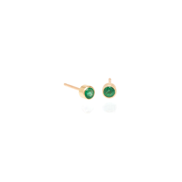 Zoë Chicco 14kt Yellow Gold Bezel Set Emerald Stud Earrings