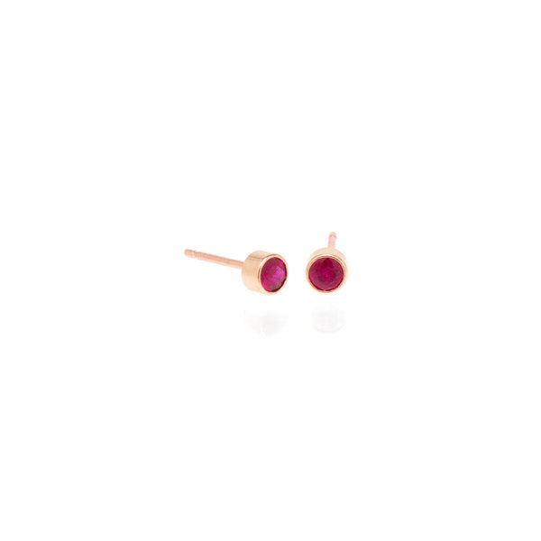 Zoë Chicco 14kt Rose Gold Ruby Stud Earrings