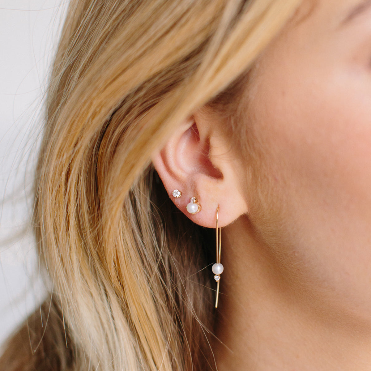 14k Pearl & Diamond Studs