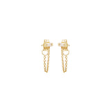 Zoë Chicco 14kt Yellow Gold White Baguette Diamond Chain Stud Earrings
