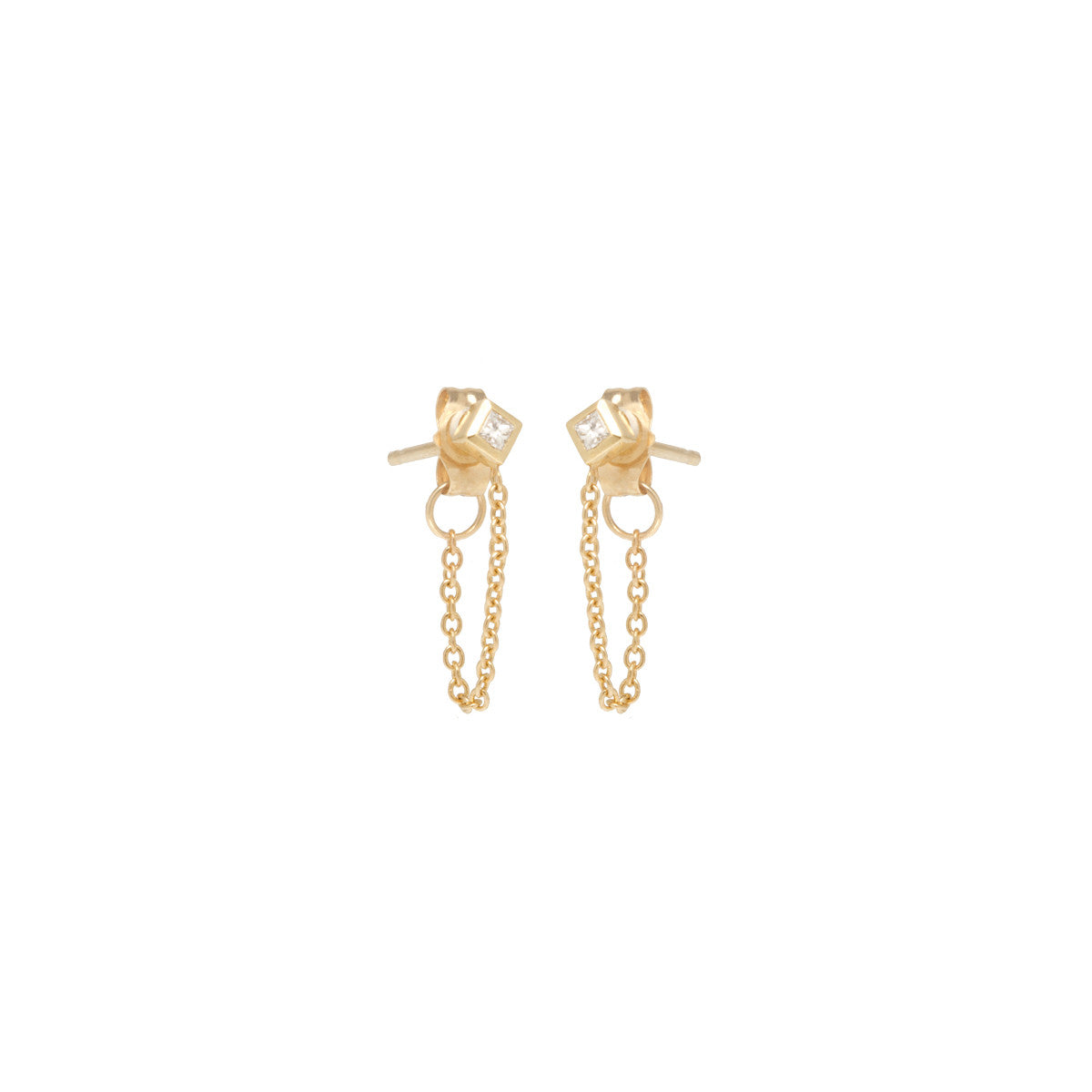 Zoë Chicco 14k Gold Princess Diamond Chain Huggie Earrings – ZOË CHICCO