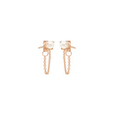Zoë Chicco 14kt Gold Pearl Chain Huggie Earrings