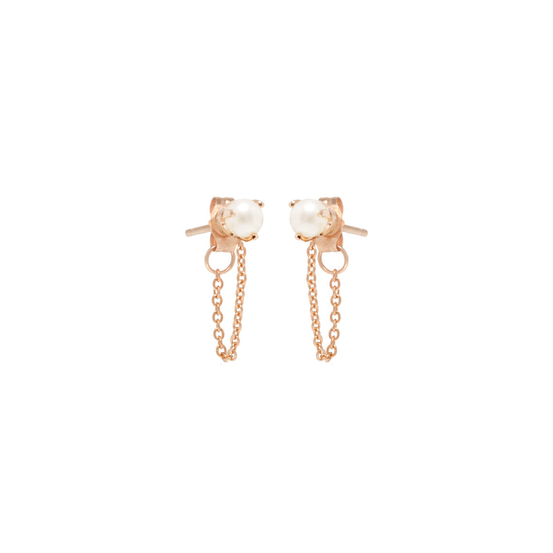 Zoë Chicco 14kt Gold Pearl Chain Huggie Earrings