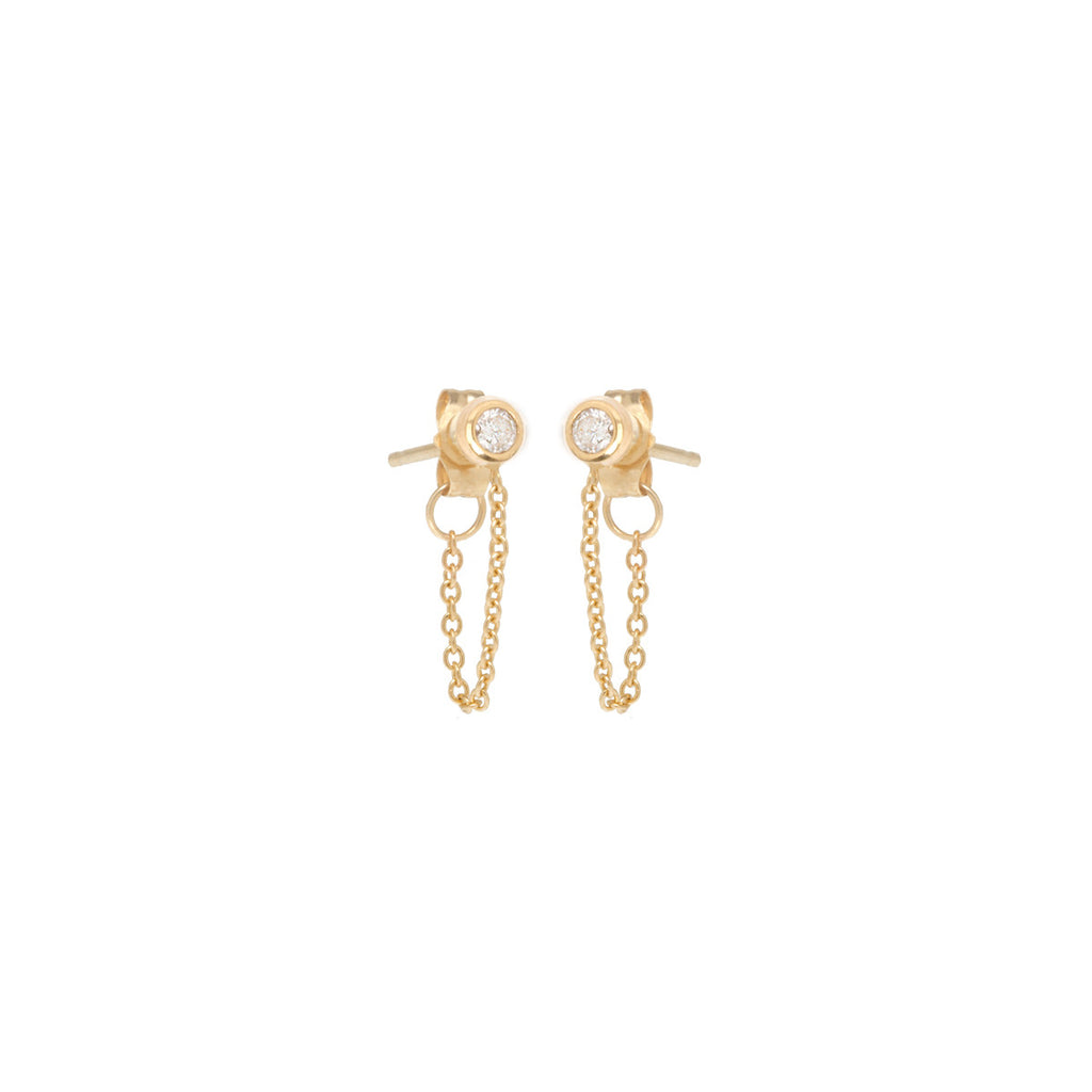 Zoë Chicco 14kt Gold Diamond Bezel Chain Huggie Earrings – ZOË CHICCO