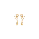 Zoë Chicco 14kt Yellow Gold White Diamond Bezel Chain Huggie Earrings