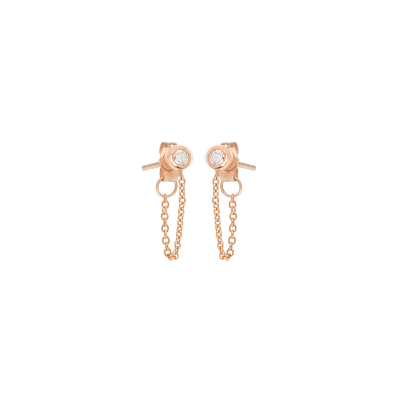 Zoë Chicco 14kt Rose Gold Diamond Bezel Chain Huggie Earrings