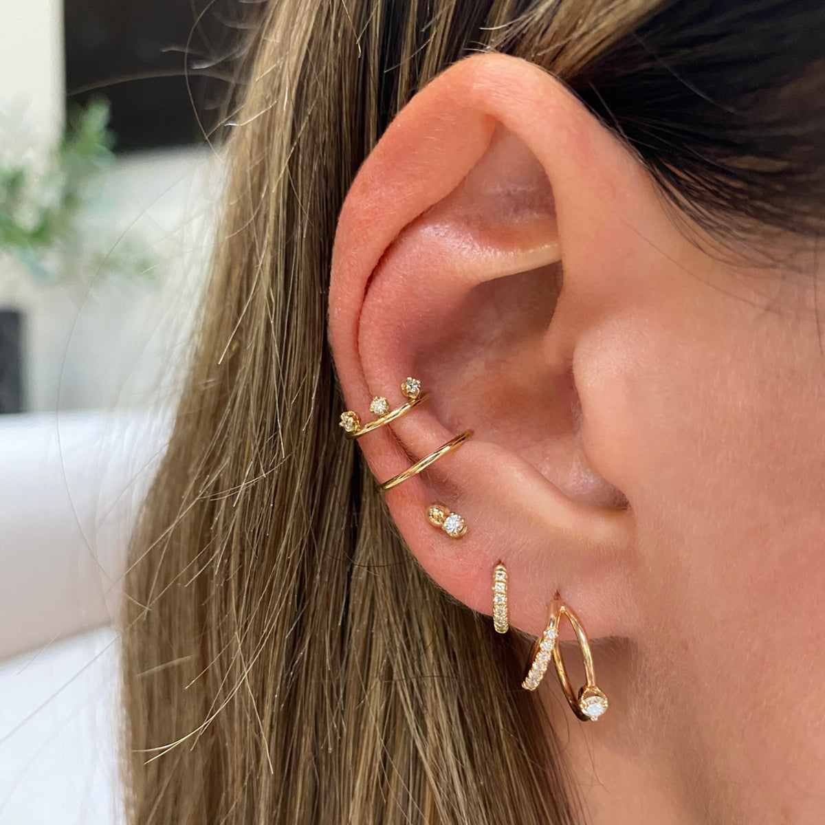 ピアス Numbering Double Line Pave Hoop Earrings #3126 5BNY045 9y4pGp41unefn7edZAmU