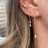 14k Spread Out Bead Set Diamond Thick Ear Cuff