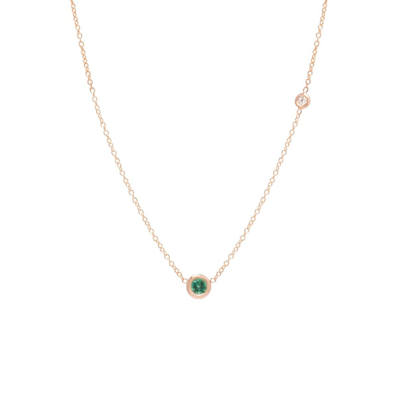 Zoë Chicco 14kt Rose Gold Emerald and Floating Diamond Choker Necklace