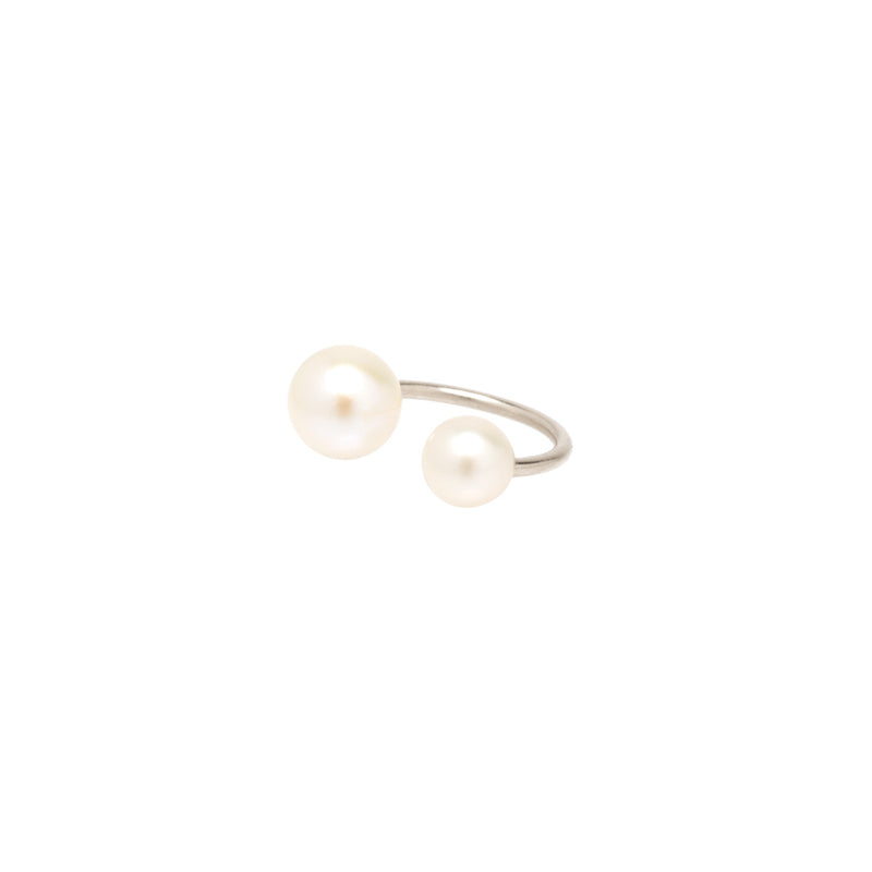 Zoë Chicco 14kt White Gold Double White Pearl Ear Cuff