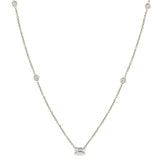 Zoë Chicco 14k White Gold Emerald Cut Diamond Necklace with 4 Diamond Stations