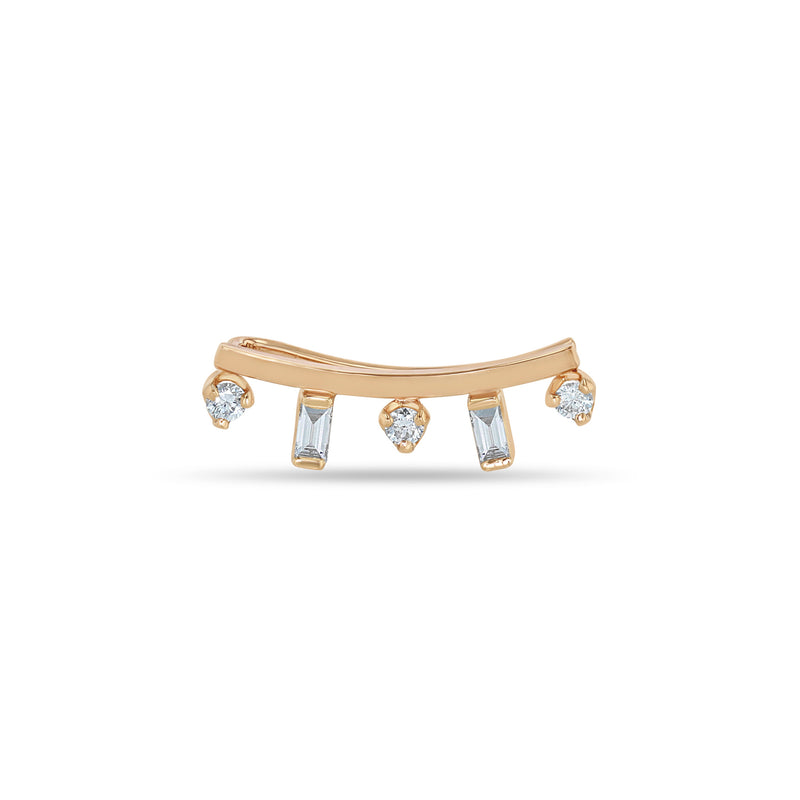 Zoë Chicco 14k Gold Baguette & Prong Diamond Curved Bar Ear Shield