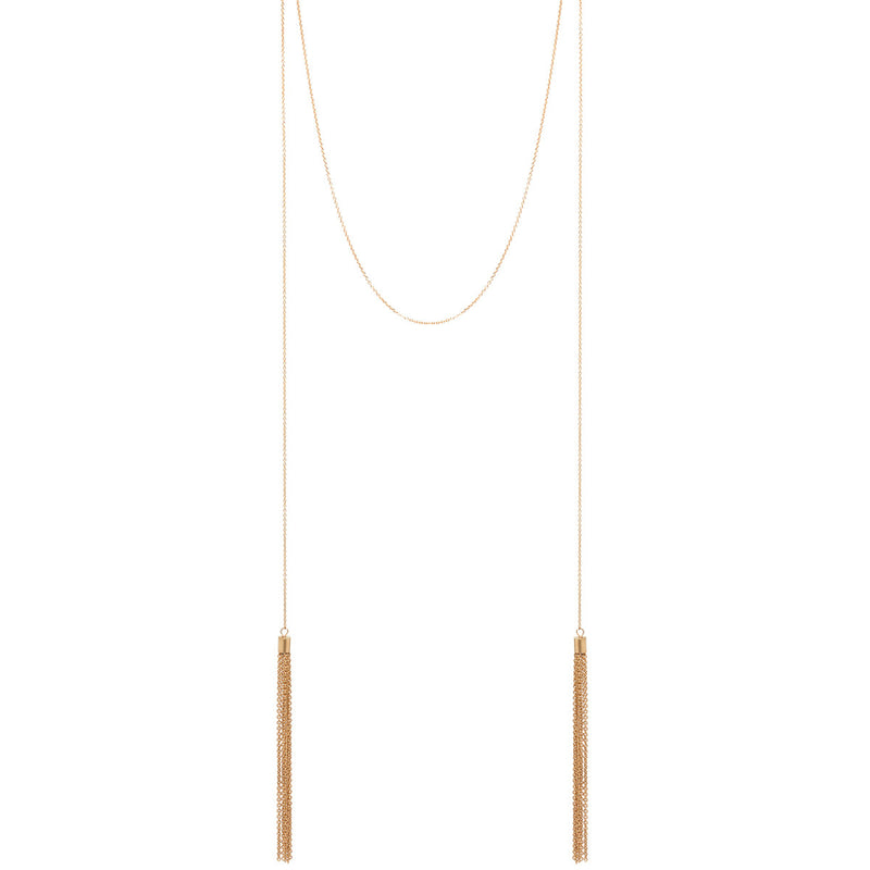 Zoë Chicco 14kt Yellow Gold Faux Wrap Around Tassel Necklace