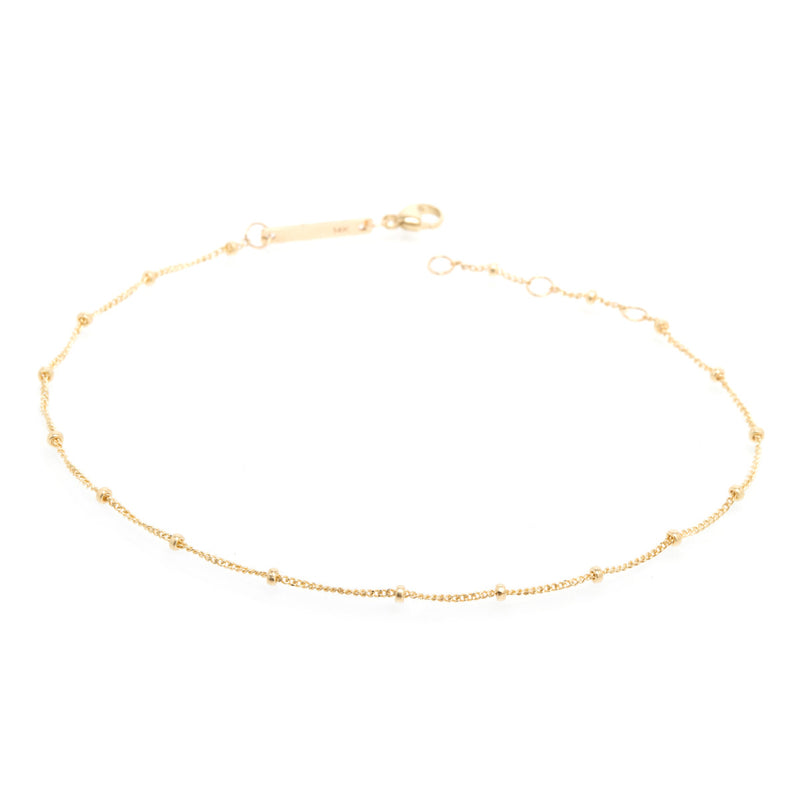 Zoë Chicco 14kt Yellow Gold Curb and Bead Chain Anklet