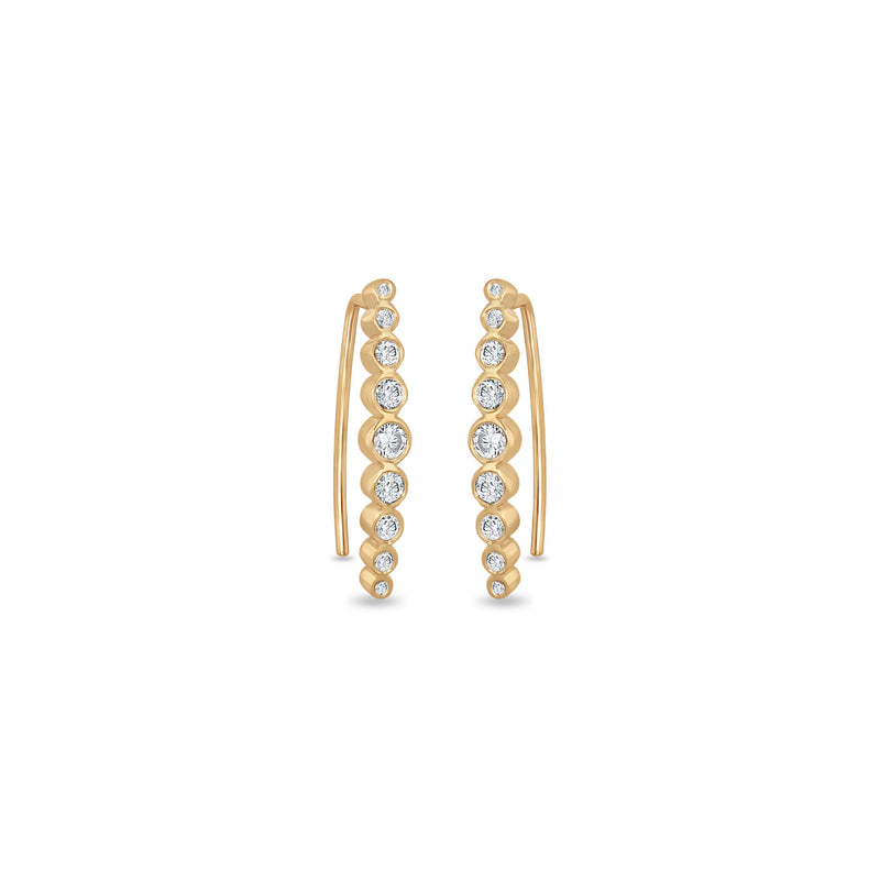 Zoë Chicco 14k Gold Graduated Diamond Bezel Bar Drop Hook Earrings