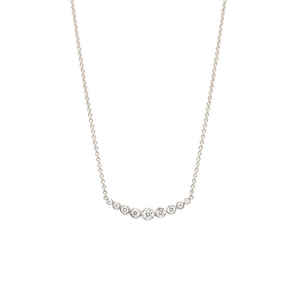 Zoë Chicco 14kt White Gold Graduated Curved Bezel Set Diamond Bar Necklace