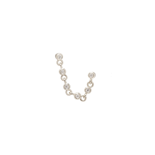 Zoë Chicco 14kt White Gold Eternity Bezel Set Chain Double Piercing Stud Earring