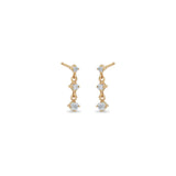 Zoë Chicco 14k Gold 3 Linked Graduated Prong Diamond Drop Earrings