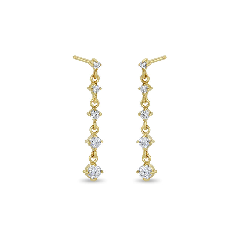 Zoë Chicco 14k Yellow Gold 5 Linked Graduated Prong Diamond Drop Earrings