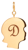14k girl silhouette initial charm on spring ring