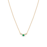 Zoë Chicco 14k Gold Emerald & Angled Tapered Baguette Diamonds Necklace
