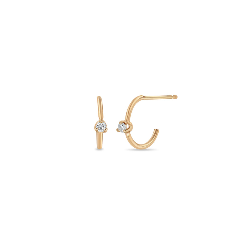 Zoë Chicco 14k Gold Prong Diamond Thin Huggie Hoop Earrings