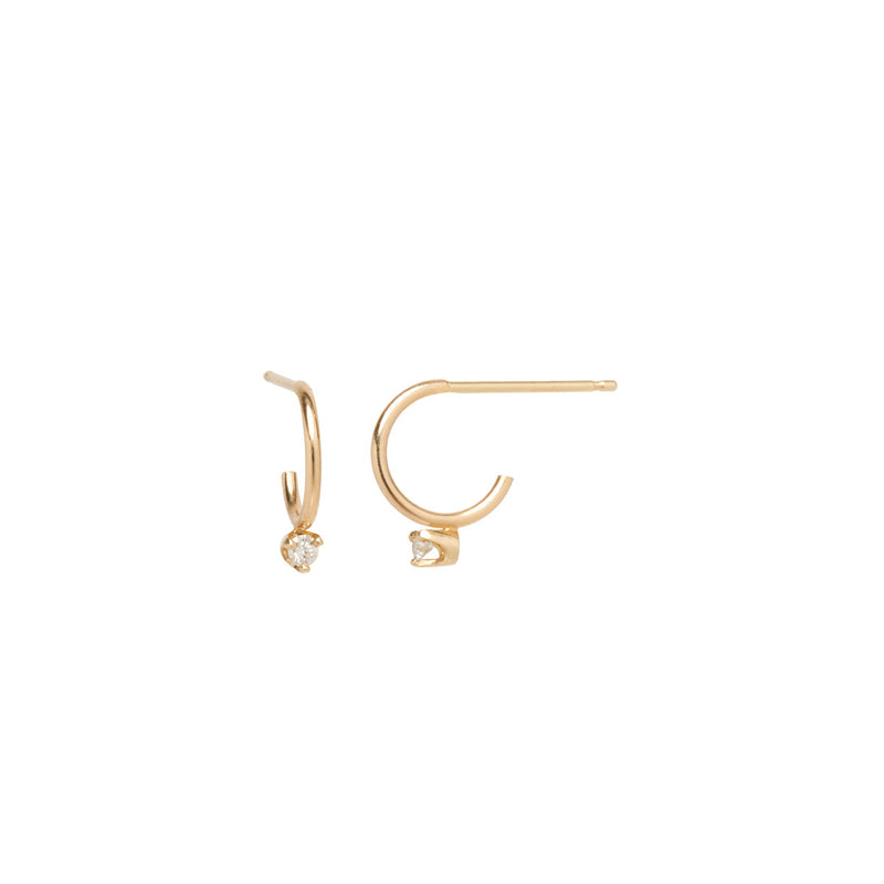 Zoë Chicco 14k Gold Prong Diamond Thin Huggie Hoop Earrings – ZOË CHICCO