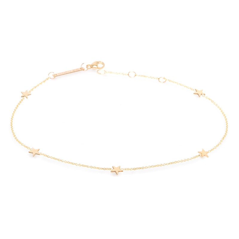 Zoë Chicco 14kt Yellow Gold Five Itty Bitty Stars Anklet