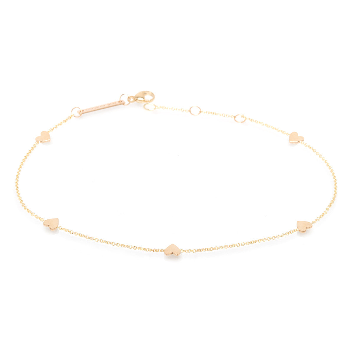 Zoë Chicco 14kt Yellow Gold Five Itty Bitty Hearts Anklet