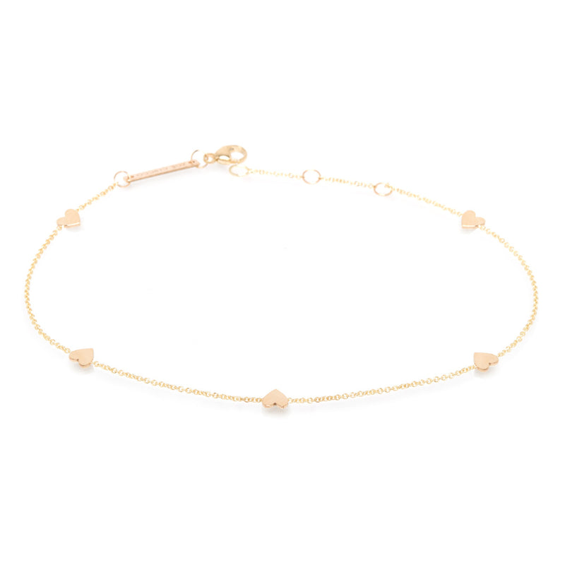 Zoë Chicco 14kt Yellow Gold Five Itty Bitty Hearts Anklet