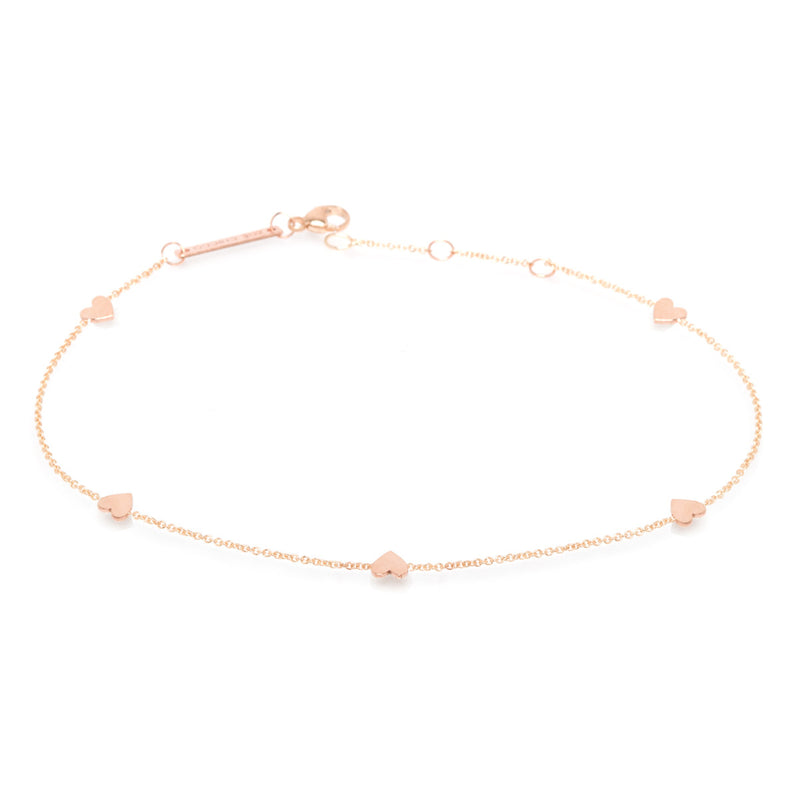 Zoë Chicco 14kt Rose Gold Five Itty Bitty Hearts Anklet