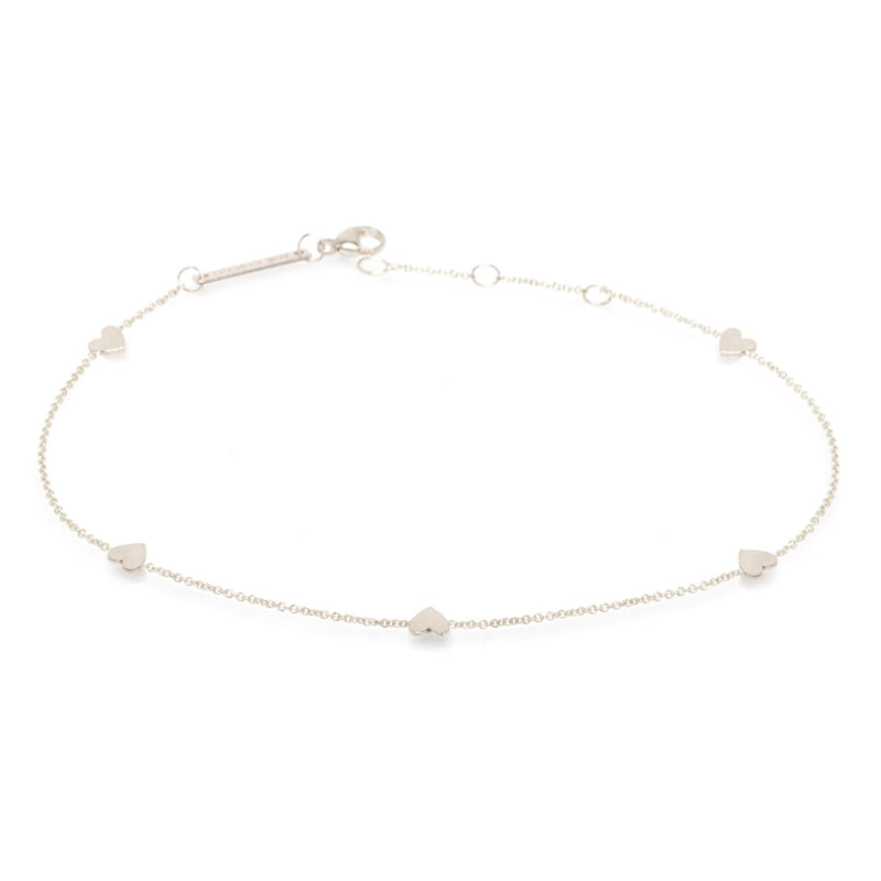 Zoë Chicco 14kt White Gold Five Itty Bitty Hearts Anklet