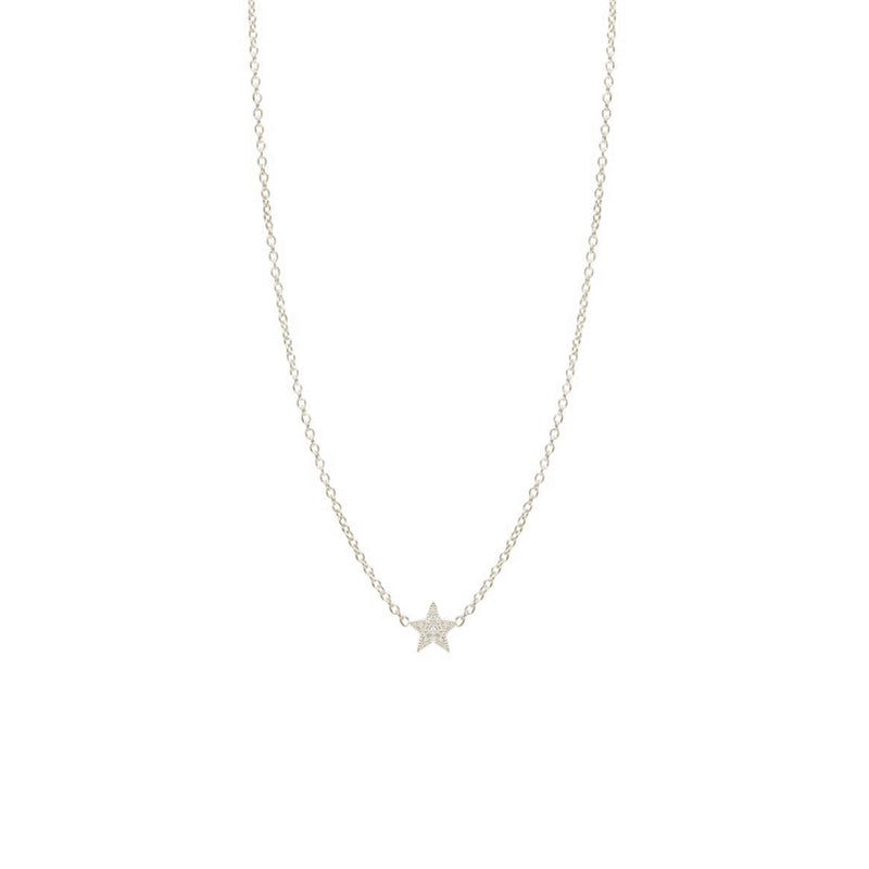 14k itty bitty pave diamond star necklace