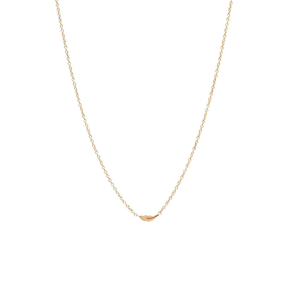Zoë Chicco 14kt Yellow Gold Itty Bitty Feather Necklace