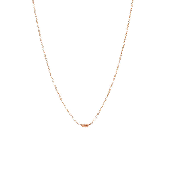 Zoë Chicco 14kt Rose Gold Itty Bitty Feather Necklace