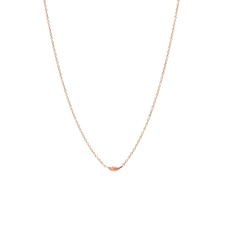 Zoë Chicco 14kt Rose Gold Itty Bitty Feather Necklace