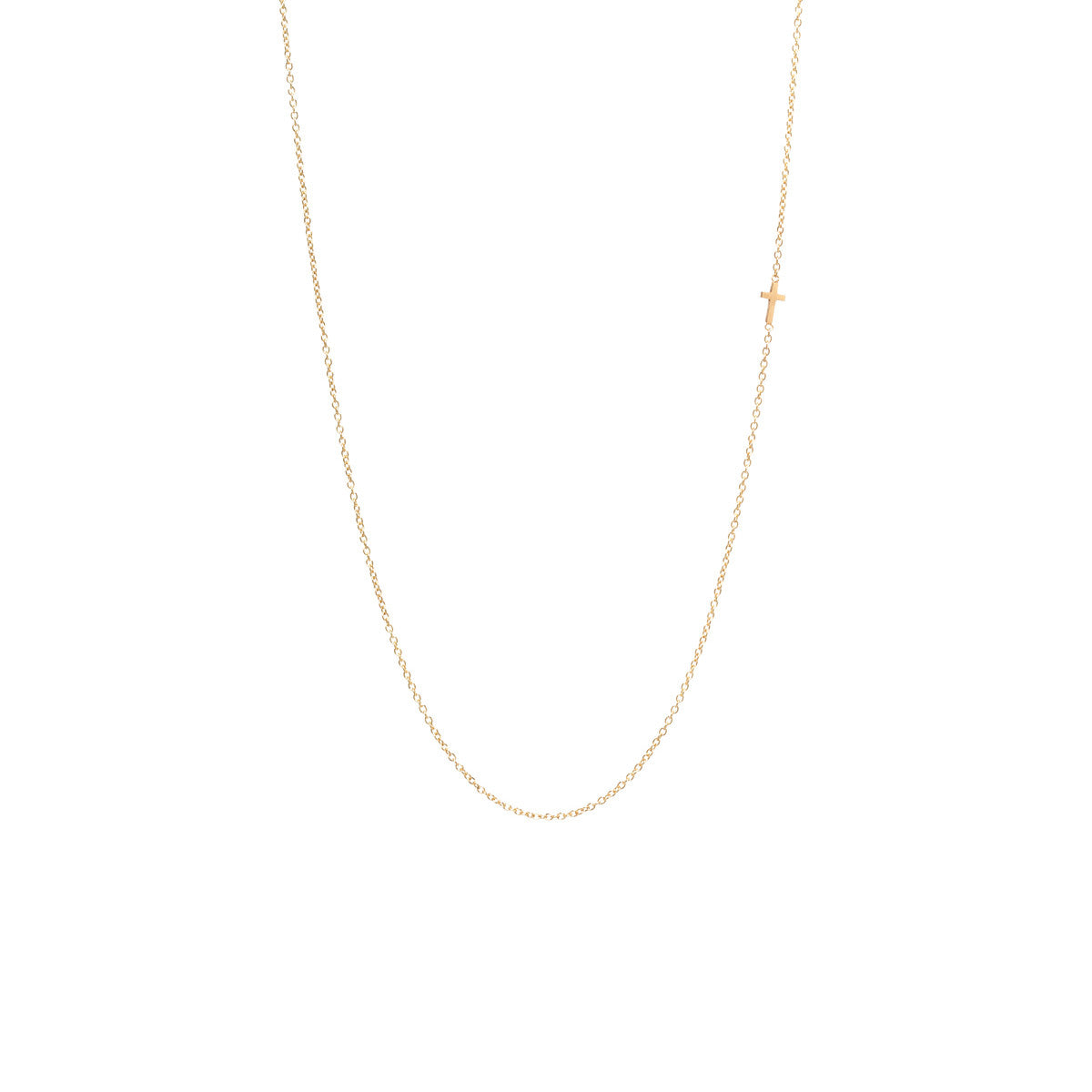 Zoë Chicco 14kt Yellow Gold Itty Bitty Off-Center Cross Necklace