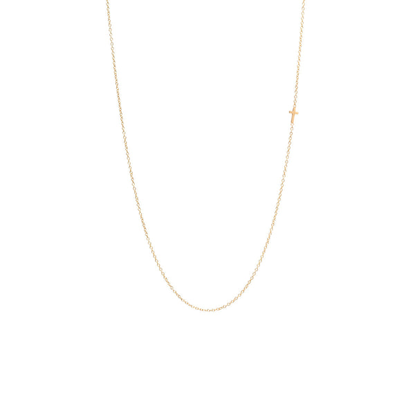 Zoë Chicco 14kt Yellow Gold Itty Bitty Off-Center Cross Necklace