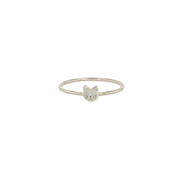 Zoë Chicco 14k Gold Itty Bitty Cat with Diamond Eyes Ring