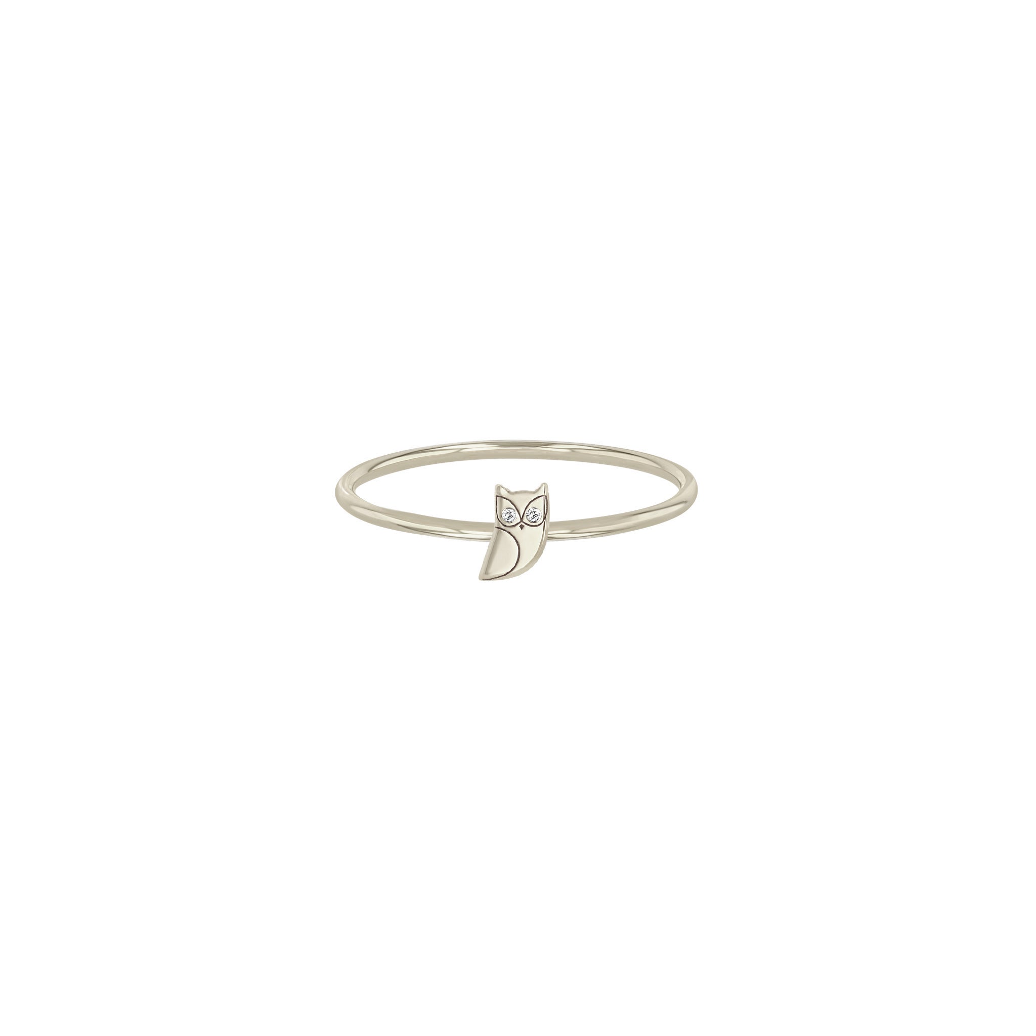 Zoë Chicco 14k Gold Itty Bitty Owl with Diamond Eyes Ring
