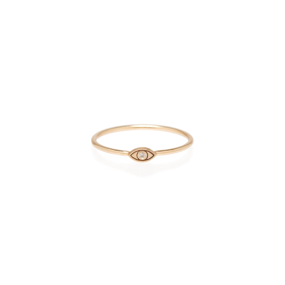 Zoë Chicco 14kt Yellow Gold White Diamond Itty Bitty Evil Eye Ring