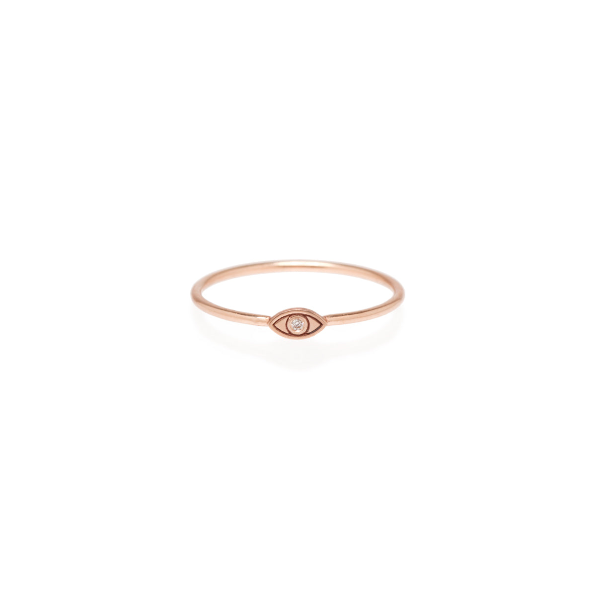 Zoë Chicco 14kt Rose Gold White Diamond Itty Bitty Evil Eye Ring